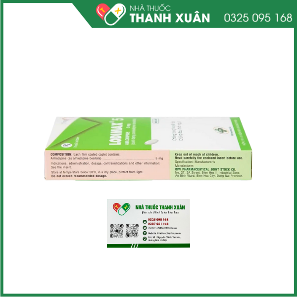 Lodimax 5 trị tăng huyết áp, đau thắt ngực
